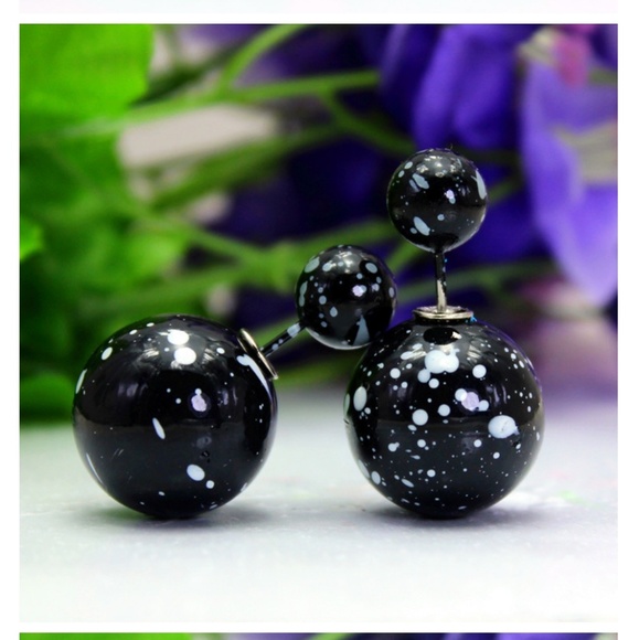 3 Speckled Double Sided Front Back Stud Earrings - Picture 5 of 8